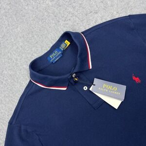 Polo Ralph Lauren Shirt Men's XL Blue Knit Ringer Classic Fit Pony Short Sleeve